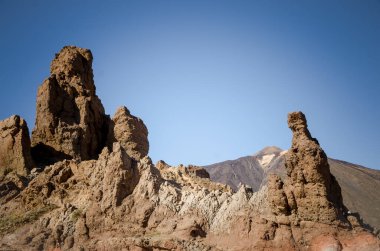 El Teide Ulusal Parkı, Tenerife 'deki Rocky manzarası. Kanarya Adaları. İspanya.