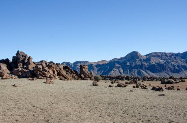 El Teide Ulusal Parkı, Tenerife 'deki Rocky manzarası. Kanarya Adaları. İspanya.