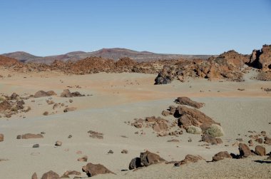 El Teide Ulusal Parkı, Tenerife 'deki Rocky manzarası. Kanarya Adaları. İspanya.