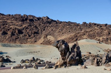 El Teide Ulusal Parkı, Tenerife 'deki Rocky manzarası. Kanarya Adaları. İspanya.