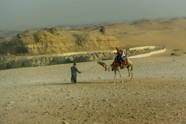 Egypte April 2019 Toeristische Kamelen Kamelengidsen Toeristen — Stockfoto