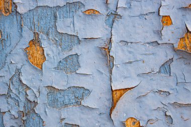 Arka planda mavi boya eski bir kapıda soyuluyor.