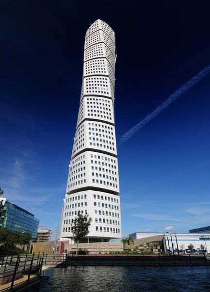 Twisted Tower House Turning Torso Malmo Sunny Summer Day Clear — Stock Photo, Image