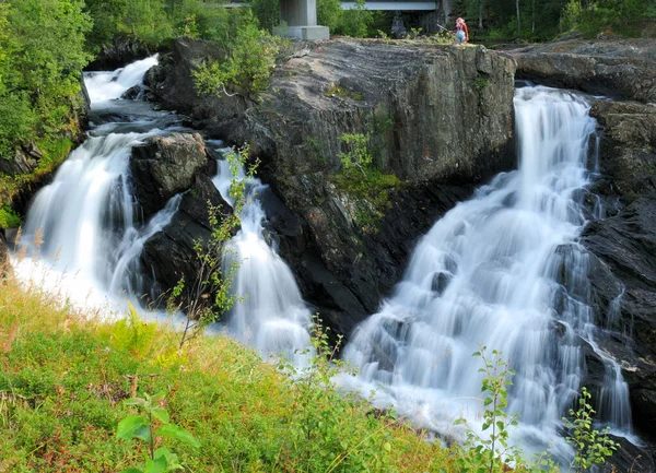 Esposizione Lungo Baggfossen Falls Aka Kebbelvfossen Leirfjord Norvegia Una Giornata — Foto Stock