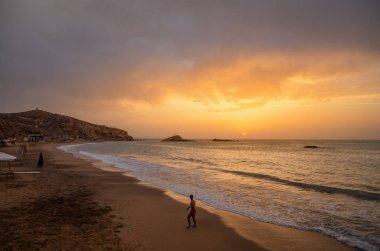 Sidi Elbachir Beach on a beautiful summer day in Morocco clipart