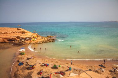 Sidi Elbachir Beach on a beautiful summer day in Morocco clipart