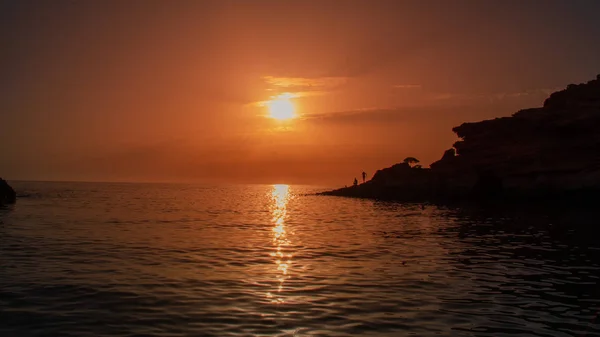 Coucher Soleil Sur Mer Méditerranée — Photo