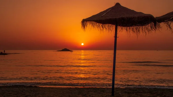 Pôr Sol Sobre Mar Mediterrâneo — Fotografia de Stock