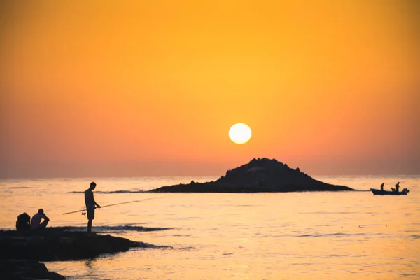 Pôr Sol Sobre Mar Mediterrâneo — Fotografia de Stock