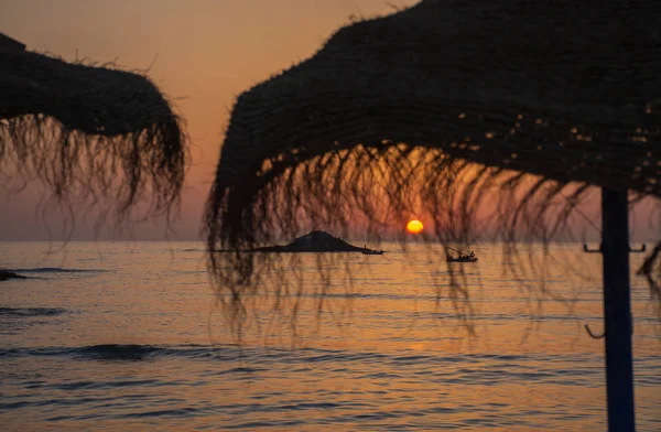 Pôr Sol Sobre Mar Mediterrâneo — Fotografia de Stock