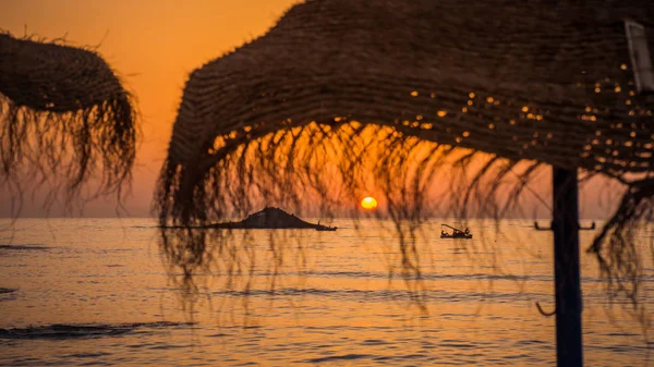 Pôr Sol Sobre Mar Mediterrâneo — Fotografia de Stock