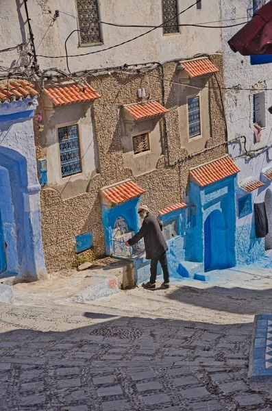 Hermosa Vista Plaza Ciudad Azul Chefchaouen Perla Azul Marruecos — Foto de Stock