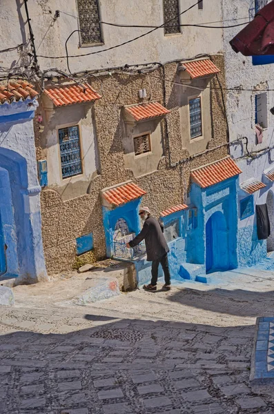 Hermosa Vista Plaza Ciudad Azul Chefchaouen Perla Azul Marruecos —  Fotos de Stock