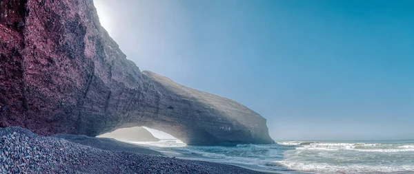 Legzira Beach Está Costa Oceânica Oeste Marrocos Belos Arcos — Fotografia de Stock