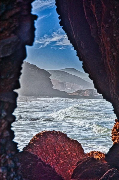 Legzira Beach Está Costa Oceânica Oeste Marrocos Belos Arcos — Fotografia de Stock