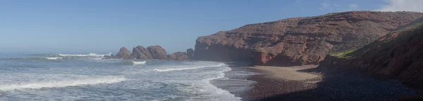 Legzira Beach Está Costa Oceânica Oeste Marrocos Belos Arcos — Fotografia de Stock