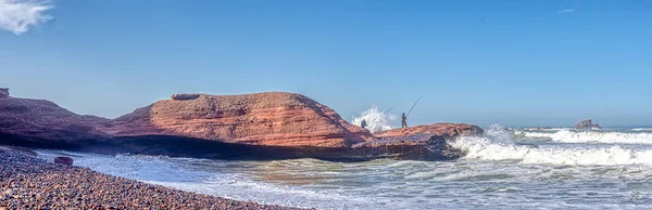 Legzira Beach Está Costa Oceânica Oeste Marrocos Belos Arcos — Fotografia de Stock