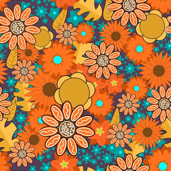 Fond Motif Floral Sans Couture Coloré — Image vectorielle