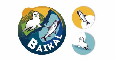 Baykal Gölü 'nün logosu. Fokun yaşadığı ve bir sürü balığın olduğu yer. Doğa.
