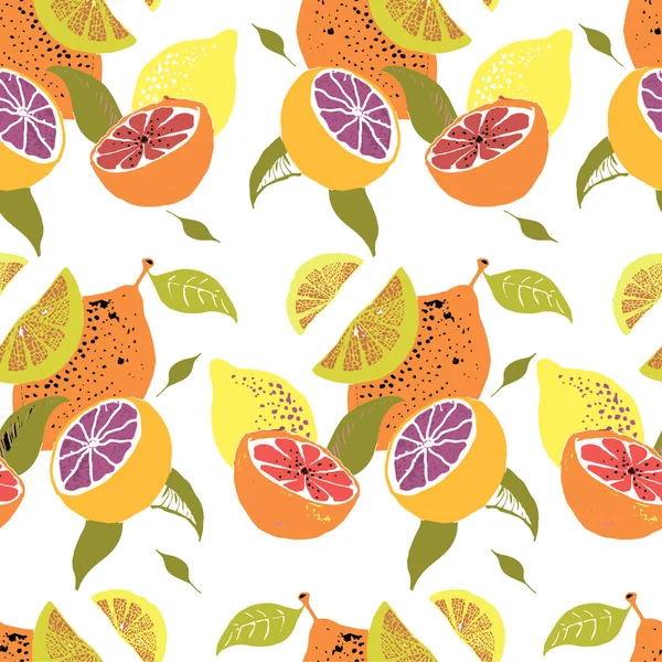 Vektor Nahtlose Vektor Orangen Zitronen Limetten Grapefruit — Stockvektor
