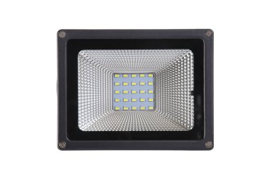 Beyaz arka plan üzerinde Led spor için güneş enerjisi hafif önden görünüm.