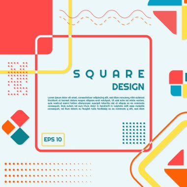 Kare tasarım modern şekil tarzı halftone renkli yuvarlak memphis
