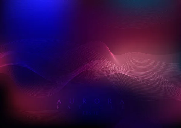 Aurora particle background dark color design line flow curve — Stock Vector