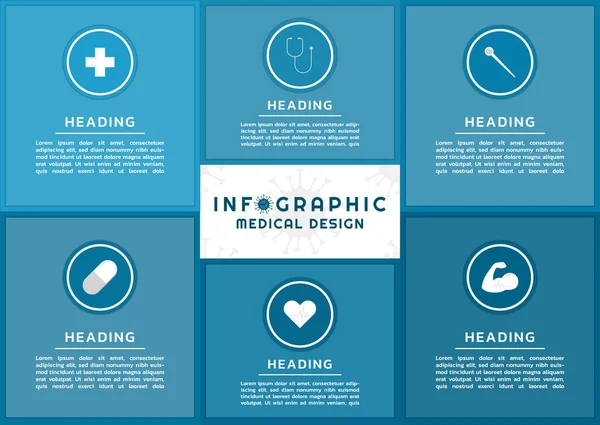 Diseño Forma Cuadrada Infografía Para Estilo Círculo Icono Médico Con — Vector de stock