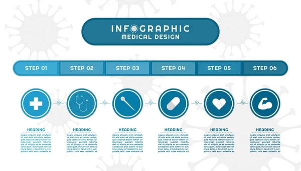 Графика Медицинского Бара Номер Шаг Здоровому Дизайну Значка Коронавируса Пространством — стоковый вектор