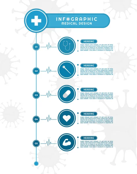 Infographic Timeline Style Step Healthy Circle Shape Design Coronavirus Concept — Stock Vector