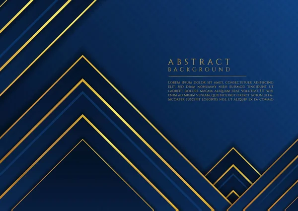 Abstrakter Hintergrund Geometrische Überlappungsschicht Form Blau Und Gold Metallic Farbstil — Stockvektor