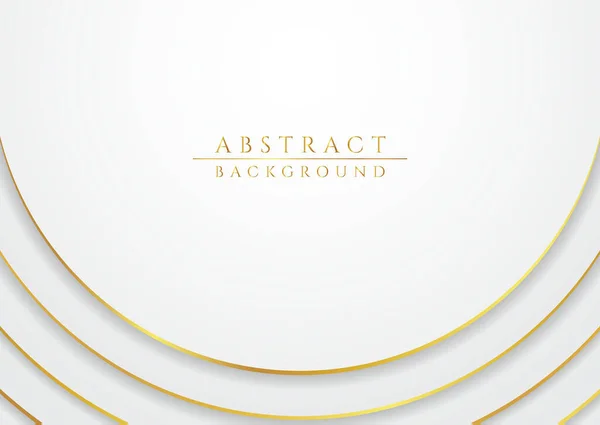 Abstrakte Kreiswellenformen Überlappen Metallisches Design Weiß Und Gold Mit Platz — Stockvektor