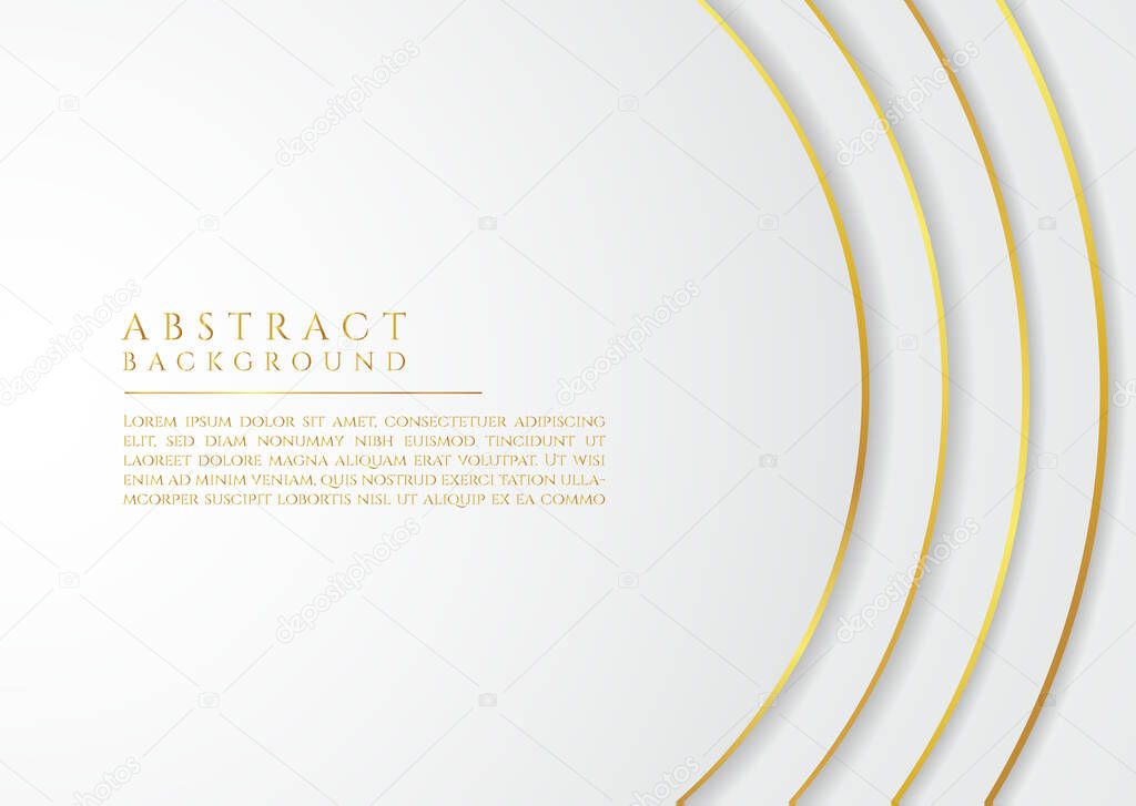 Luxury circle wave shape design white and gold metrallic color style with space for content. vector illustration.
