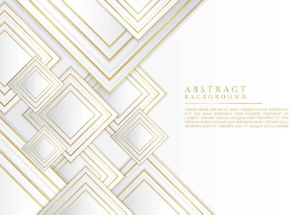 正方形のパターンは コンテンツのためのスペースと白と金の色のスタイルを重なります ベクターイラスト — ストックベクタ
