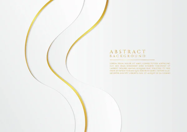 Vloeistofgolf Stroomvorm Ontwerp Overlappen Laag Wit Goud Luxe Concept Vectorillustratie — Stockvector