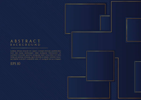 正方形の形状パターンは コンテンツのためのスペースと金の金属境界を設計します ベクターイラスト — ストックベクタ