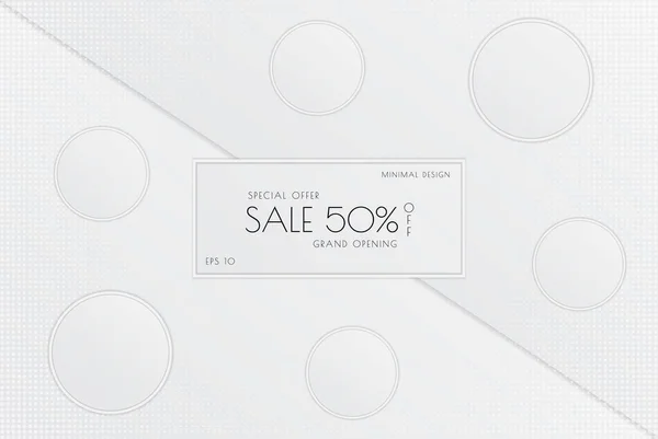 Weiße Minimale Verkauf Design Kreisform Überlappende Schicht Halbton Stil Vektorillustration — Stockvektor