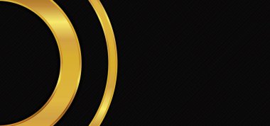 Çemberin şekli siyah ve altın renkli lüks arka plan ile örtüşüyor. vektör illüstrasyonu.