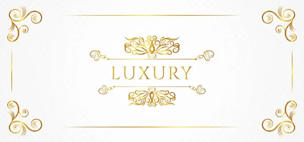 Luxo Floral Moldura Ouro Cor Design Branco Padrão Fundo Ilustração —  Vetores de Stock