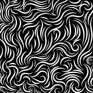 Çizgi eğrisi desenli afiş çiçek desenli beyaz ve siyah renk. vektör illüstrasyonu.