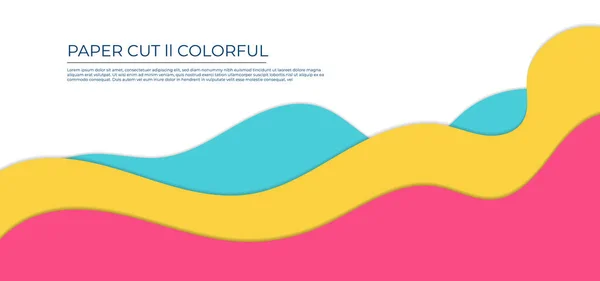 Papercut Design Onda Fluido Colorido Com Espaço Ilustração Vetorial —  Vetores de Stock