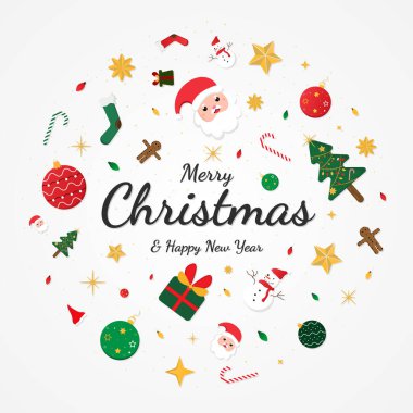 Noel afişi beyaz renkli çizgi film tasarımı. vektör illüstrasyonu.