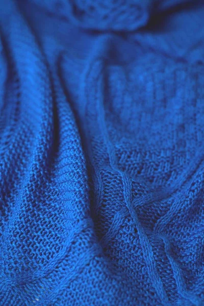 Azure Fir Albastru Croșetat Pulover Textura Detaliu Închide — Fotografie, imagine de stoc