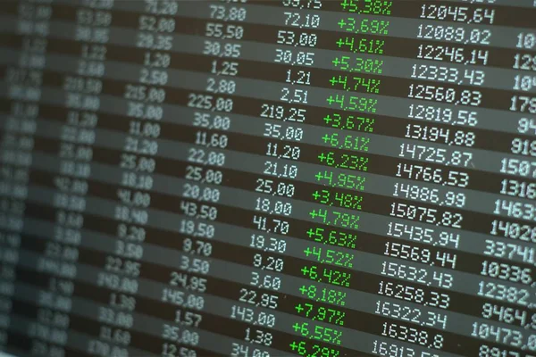 Börsenboom Explodierende Preise Grüne Zahlen Auf Einem Bildschirm Finanzielle Gewinne — Stockfoto