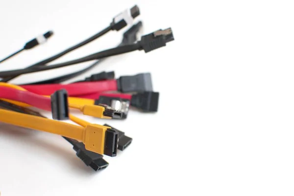 Rote Schwarze Und Gelbe Computerdatenkabel Datenspeicherung Netzwerkserver Infrastrukturkonzept Viel Negativer — Stockfoto