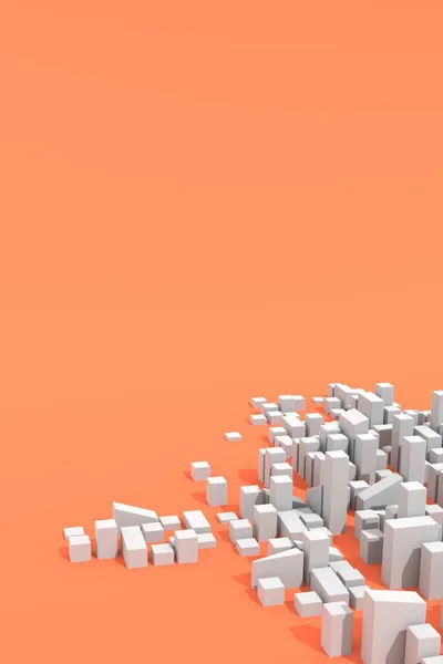Modern urban environment, city planning concept. Abstract 3D render with orange background