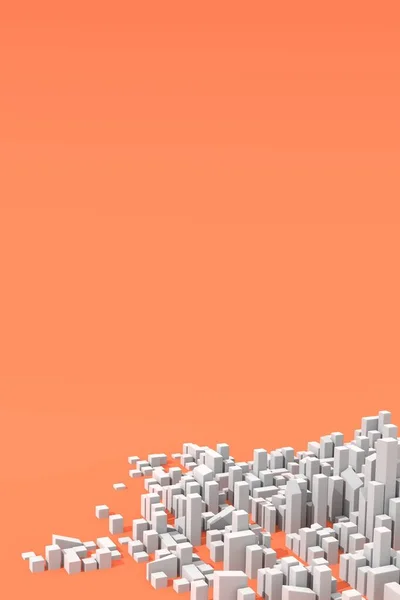 Modern Stadsmiljö Stadsbyggnadskoncept Abstrakt Render Med Orange Bakgrund — Stockfoto
