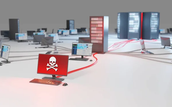 Crime Cibernético Infiltração Roubo Dados Violação Segurança Rede Computador Comprometido — Fotografia de Stock