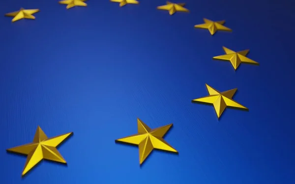 Прапор Європейського Союзу Деталь Закрыт Одну Золотых Звезд Цифровий Рендеринг — стокове фото
