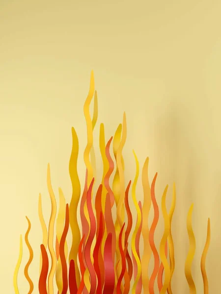 Abstract Flames Minimalist Design Yellow Orange Red Ribbons Digital Render — Stock Photo, Image